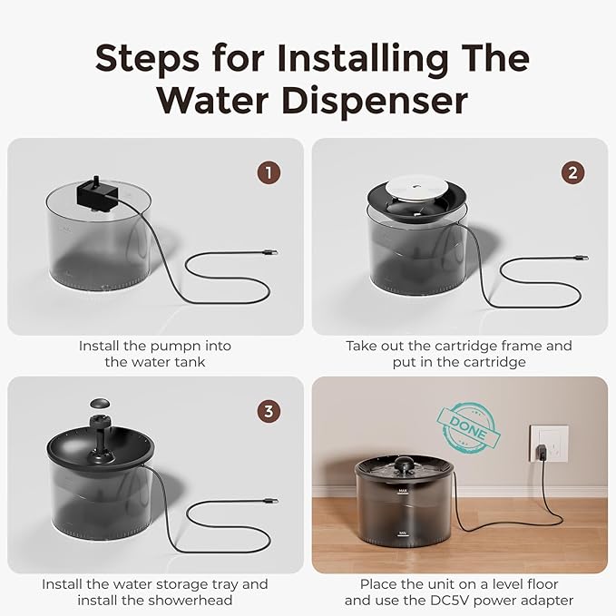 Automatic Cat Feeder WiFi and Water Dispenser, Timed Dry Food Dispenser APP Remote Control, Programmable Portions, Cat Fountains for Drinking with Filter, Small Pets (Combo 3L)