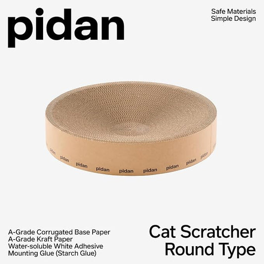 pidan Cat Scratcher Cardboard, Round Cat Scratchers Bed for Indoor Cats Scratching Board,A-Grade Corrugated Base Paper,Safe Glue (Round Type)