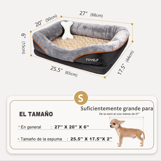 JOYELF Memory Foam Dog Bed Small Orthopedic Dog Bed & Sofa with Removable Washable Cover and Squeaker Toy as Gift