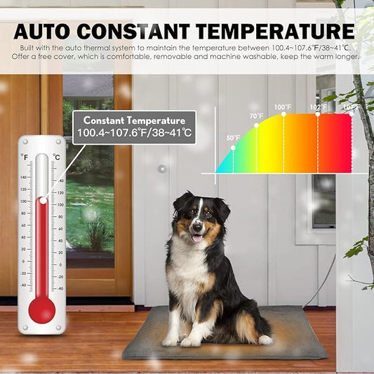PETNF Outdoor Heated Pet Bed with Waterproof Cover,Pet Heating Pads for Dog,Soft Electric Blanket Auto Temperature Control,Heating Mat for Dog House Cabin Cot Doorway, XL