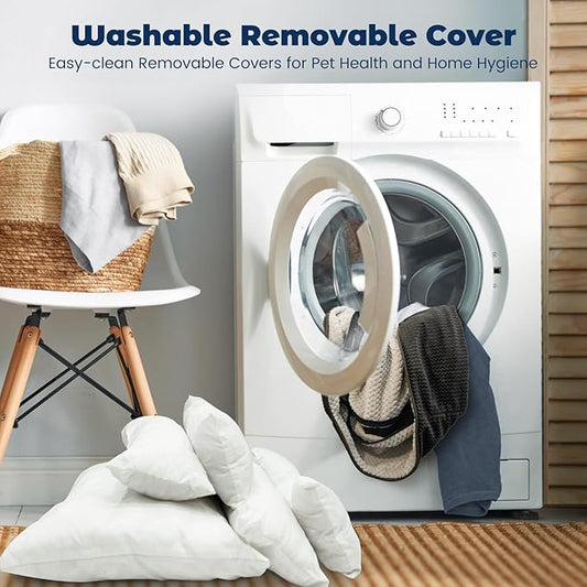 Miguel Medium Small Dog Bed with Washable Removable Cover - Rectangle Pet Bed for Indoor Cats with Bolster Soft Cuddle Bed for Puppies with Supportive Side Wall Slip-Resistant Bottom, Brown 25 Inches