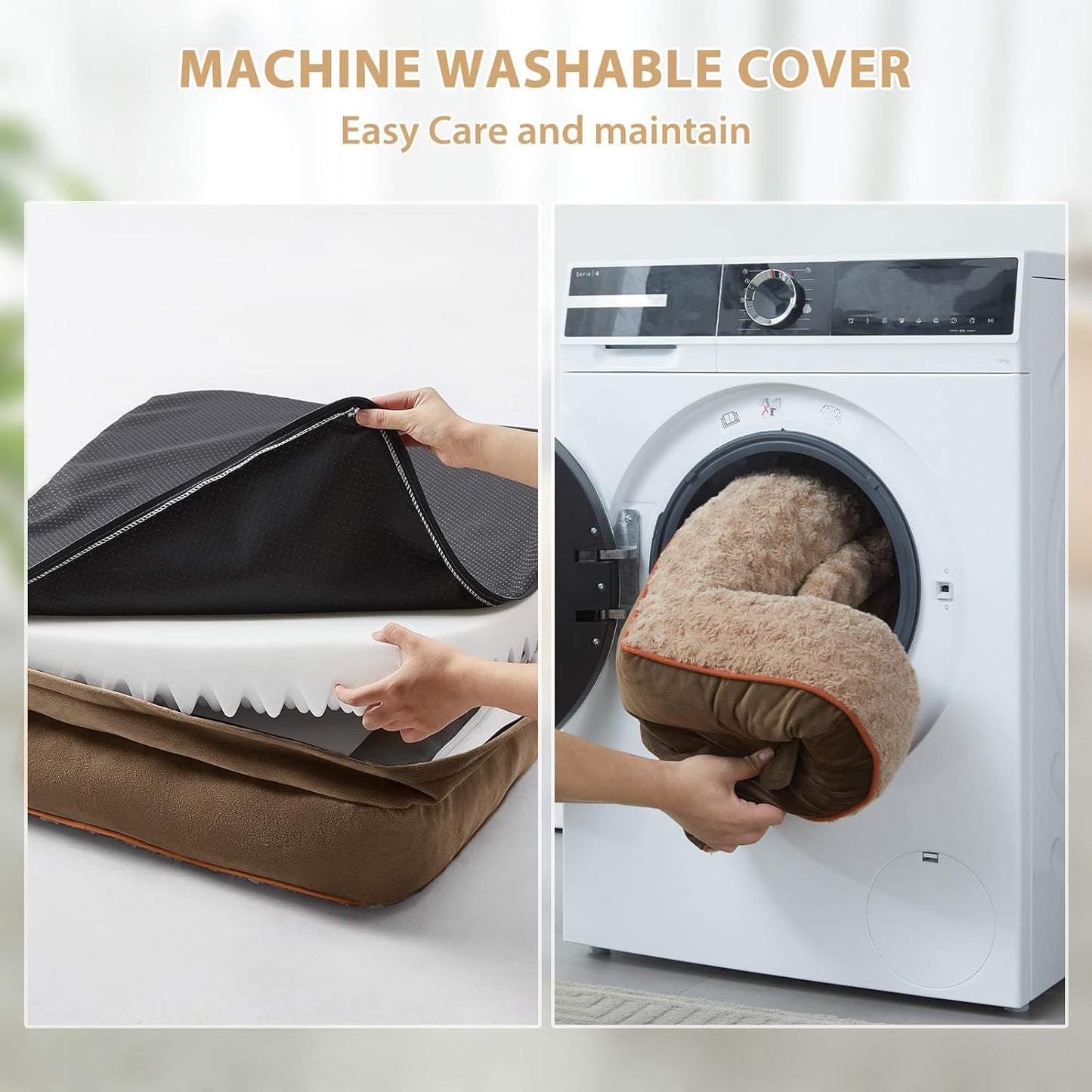 BFPETHOME Orthopedic Dog Beds for Large Dogs-Waterproof Sofa Dog Bed with Removable Washable Cover, Large Pet Bed with Waterproof Lining and Nonskid Bottom, Pet Bed for Dogs