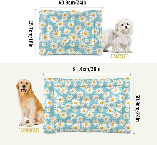 Pet Bed Daisy Floral Dog Bed Mat Absorbing Non Slip Pad Pet Sleeping Mat for Small, Medium, and Large Dogs Puppy Cat 36 in x 24 in