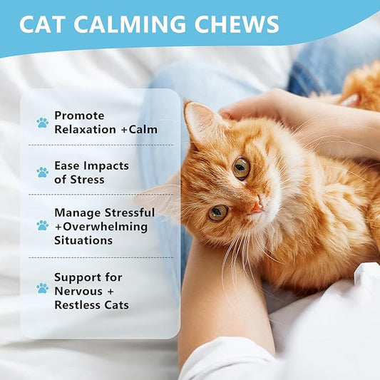 Calming Chews for Cats, Cat Calming Treats - Cat Anxiety Relief, Helps Reduce Stress & Promotes Relaxation for Travel, Boarding, Vet Visits, Separation Anxiety - Chicken (230 Soft Chews)