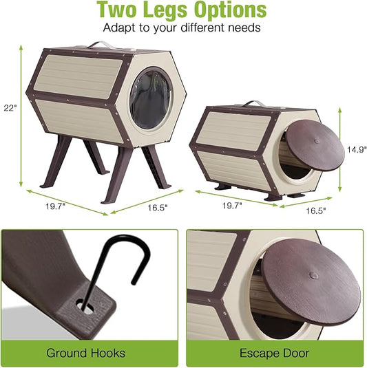 GUTINNEEN Outdoor Cat House, Heated and Insulated Cat Shelter for Winter, Weatherproof Cat Condo with Adjustable Temperature and Time, Feral Cat Patio with Escape Door (1 Set)