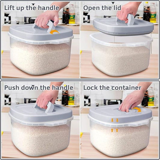 Rice Cereal Storage Container, 10 Lb BPA Free Airtight Plastic Food Storage Containers with Easy Lock Lids and Measuring Cup, Dry Food, Pasta, Flour and Sugar Kitchen Storage Containers