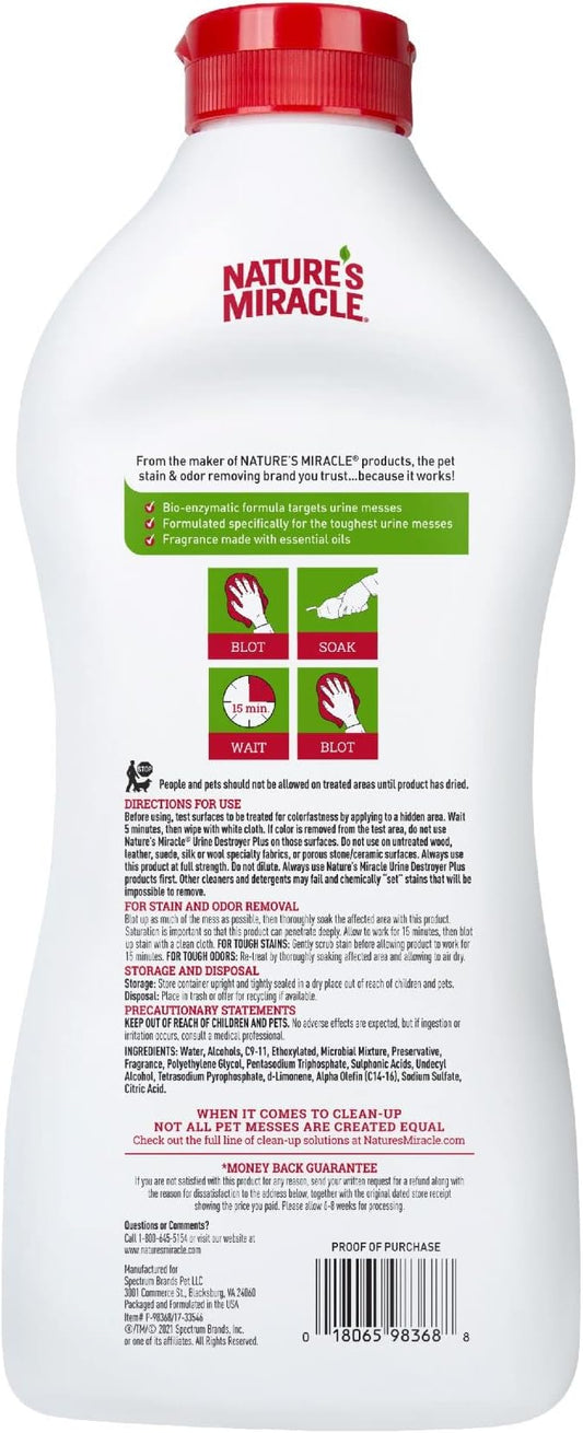 Nature's Miracle Urine Destroyer Plus for Dogs, Enzymatic Formula for Severe Dog Urine Stains, 32 fl oz