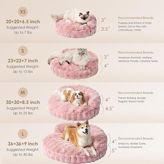 EHEYCIGA Large Dog Bed Sofa – Fluffy Faux Rabbit Fur Pet Couch for Medium and Large Dogs, Washable Removable Cover, Waterproof and Non-Slip, 36 Inch, Pink