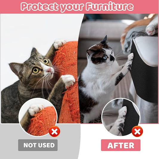 Cat Scratching Mat Self-Adhesive, 78.7"x15.8" Trimmable Cat Scratch Furniture Protector, Durable Cat Scratch Pad for Couches, Cat Trees, Walls, Easy to Install for Cat Owners