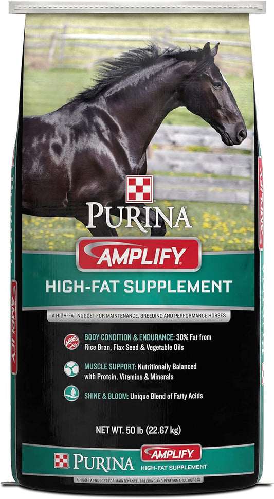 Purina, Amplify Equine, High-Fat Horse Supplement for Maintenance, Breeding, & Performance Horses, 50 lbs