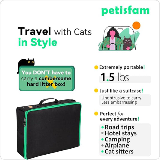 Large Portable Litter Box for Easy Travel with Large or Multiple Cats. Lightweight, Sturdy, Leak-Proof, Collapsible, Easy to Carry