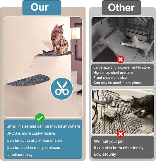 Palksky DIY Climbing Cat Scratcher Mat, 2Pack 39.4"X15.8" Trimmable Cat Scratching Post, Cat Scratching Mat Self-Adhesive Replacement, Cat Scratch Furniture Protector(Dark Gray)