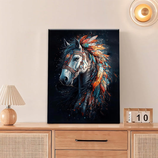 Horse Pictures Wall Art, Horse Animal Bathroom Wall Decor, Aesthetics Modern Framed Painting Elegant Canvas Artwork for Bathroom Bedroom Living Room Decorations 20"L x 16"W