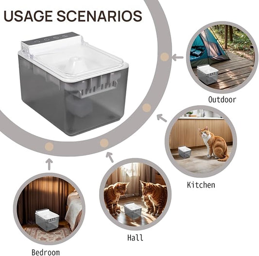 Automatic Cat Water Fountain Cordless:3L/102oz Cat Dispenser for Drinking-Pet Water Fountain Indoor-Pet Feeding & Water Supplies with Motion Sensor, Ultra Quiet Pump, BPA-Free, Black