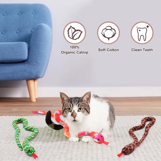 CiyvoLyeen Snake Catnip Toys Kitten Supplies Interactive Catnip Toys for Indoor Cats Snakes Cat Toy Novelty Gift for Cat Lovers Dental Health Chew Catnip Toy for Cats Set of 3
