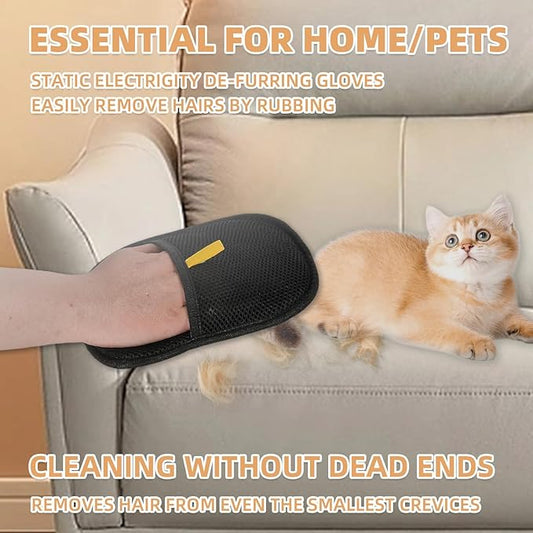 Pet Hair Remover Gloves for Cats & Dogs, Electrostatic Pet Hair Removal Gloves Brush for Pets Hair, Reusable Cats & Dogs Grooming Gloves for Hair Removal,Pet Hair Remover for Furniture