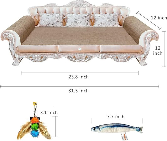Extra Large Sofa Shaped Cat Scratcher Bed - 31.5 Inches Infinity Durable Corrugated Cardboard Cats Lounge, Modern Stylish Bed,Luxury Scratching Board Couch Scratcher,Protects Furniture