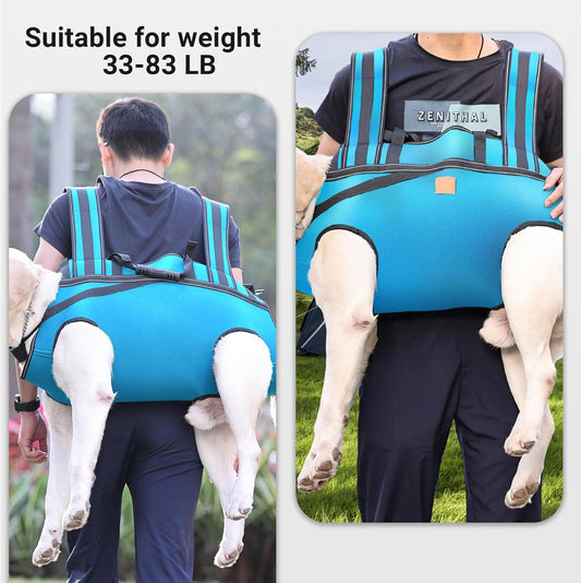 Dog Lift Harness Backpack Carrier for Large Dogs, Full Body Sling with Handle, Dog Harness for Joint Injuries, Arthritis, Ideal for Stairs, Elderly Dogs (Blue XXX-Large 66-83 LBS)