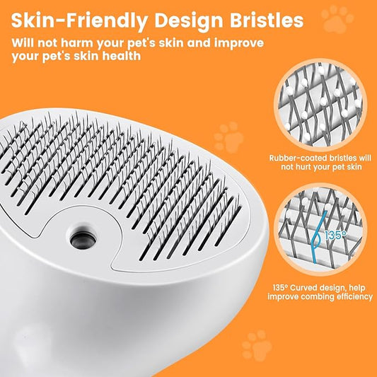 3 In 1 Cat Brush, Anti-Static Dog Brush One-click Self-cleaning Comb for Furry Pet, Rechargeable USB Cat Steam Brush for Shedding, Horse and Dog
