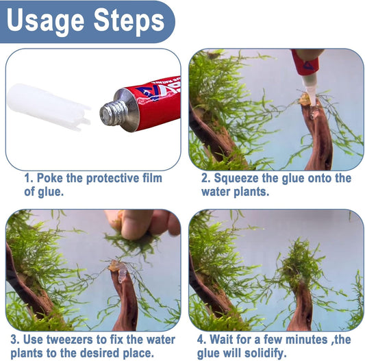 6 PCS Aquarium Glue,Aquarium Aquascape Aquatic Plants Coral Glue,Safe and Quick-Drying ,Reef Glue Suitable for Aquatic Plants, Moss, Coral, Stones, Shells,Fresh Water and Salt Water All Can Be Used