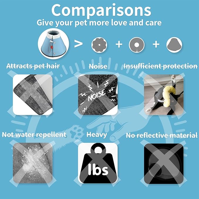 Agape Soft Cone for Cats & Small Dogs, Comfy Pet Cone to Stop Licking, Adjustable Cat E Collar Alternative After Surgery, Protective Elizabethan Collar for Pup & Kitty, Water Repellent Recovery Cone
