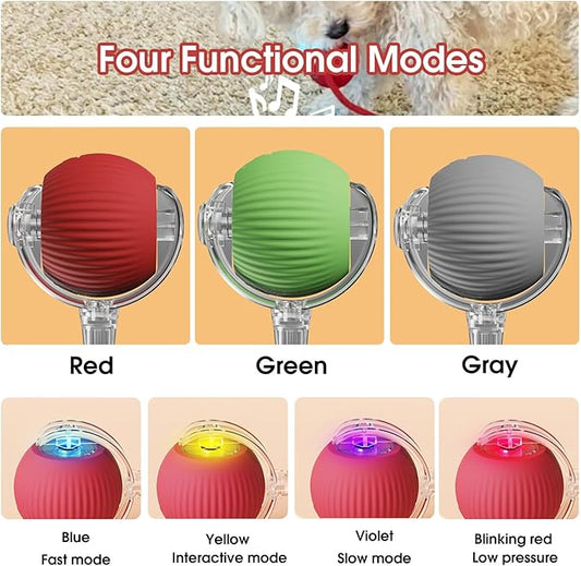 Interactive Dog & Cat Electric Active Toys - Smart Rolling Ball for Dogs & Cats, Rechargeable (Red)