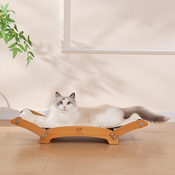 Extra-Larger Sisal Cat Scratcher Bed, Durable Cat Scratch Pad with Hammock for Indoor Cats Lounger & Sleep & Scratch, Natural Sisal Cat Scratching Post, Sturdy Solid Wood Frame (Upgraded Extra-Larger)