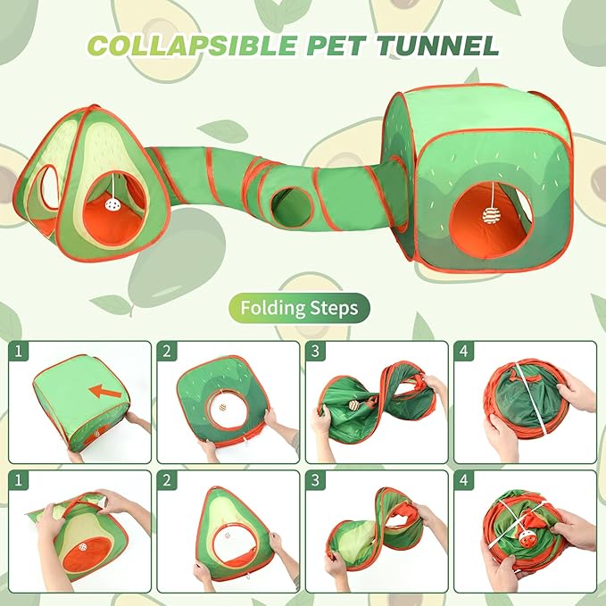 Rypet Cat Tunnels for Indoor Cats with Cube Tent, Interactive Collapsible Cat Tube and Foldable Cubes Playground for Hiding Hunting and Resting, Pet Tube with Bell for Kitten, Rabbit, Puppy, Ferret