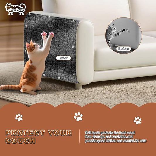 Cat Scratch Mat, Self-Adhesive Trimmable cat Scratch Furniture Protector for Couch, cat Scratch pad,cat Tree,DIY Climbing Carpet for Cat Tower Replacement Pads (Brown, 39.4" x 15.8")