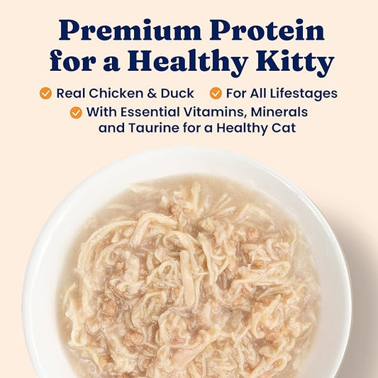 Solid Gold Wet Cat Food Shreds in Gravy - Healthy Canned Cat Food Made w/Real Chicken & Duck Shreds, Vitamins & Minerals - Grain Free & Gluten Free Canned Meals for Cats & Kittens - 24ct/3oz Can