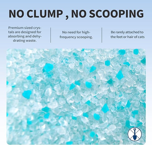 Cat Litter Crystals No Clumping Odor Control Kitty Litter Non-Clumping No scooping Low Dust, Low Tracking, Dehydrates Waste Cologne- 8.6 lbs (2 x 4.3 lb Packs)