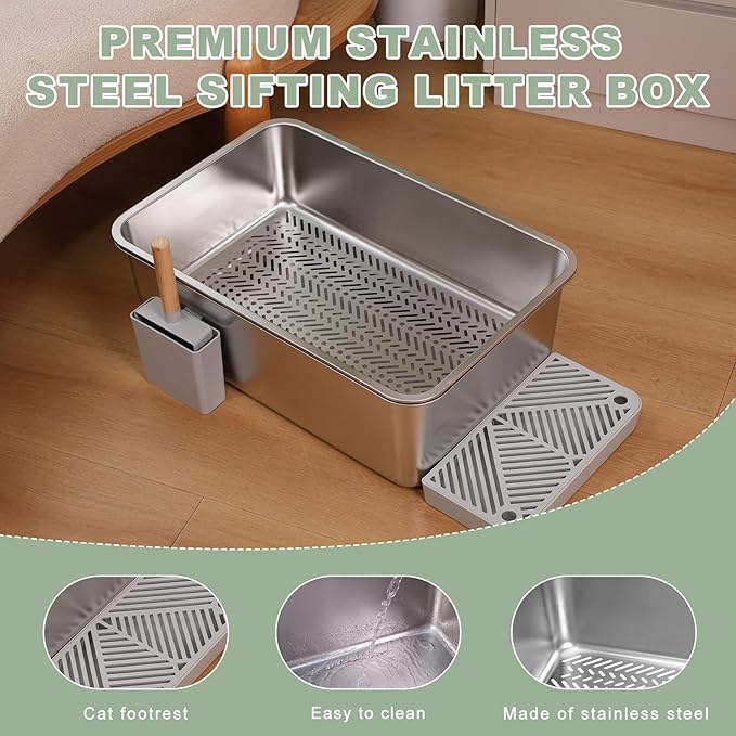 Litter Box β Extra Large 23.5" Odor-Resistant Double-Layer Sifting Design with Leak-Proof Liner, Easy-to-Clean & Durable, Includes Litter Scoop β for Kittens, Seniors & Multiple Cats
