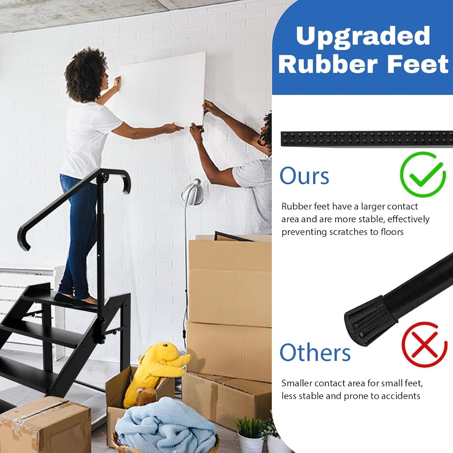 RV Step Stool Foldable, Folding 4 Step Ladder, Hot Tub Steps with Handrail, Portable Pool Ladder, 660Lbs Heavy Duty Ladder Shelf Outdoor Mobile Home Stairs for Camper, Porch, SPA Poo, Pet