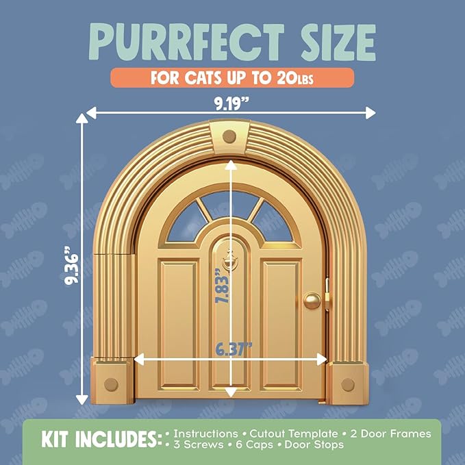 Meow Manor® Cat Door Interior Door - No-Flap, Interior Cat Door for Cats Up to 20 lbs, Easy DIY Setup, Secured Installation in Minutes, No Training Needed…