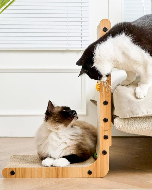 Nekosan Cat Scratcher, L-Shaped Cat Scratching Post, for Wall and Couch Protection, Cat Scratching Board with 2 Cat Ball Toys for Indoor Cats, Large