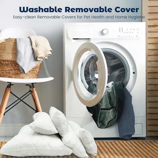 Miguel Cat Bed for Indoor Cats Washable Removable Cover - Small Pet Bed with Side Square Dog Bed Rectangle Soft Puppy Bed Bolster Cuddle Kitten Bed with Wall Non-Slip Bottom, Dark Gray 20 Inch