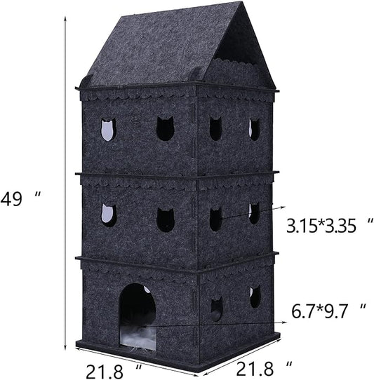 4-Tier Indoor Cat Apartment,Cozy Pet Cat Bed, Hideaway, and Sturdy Cat Castle for Multiple and Large Cats