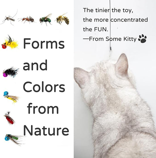 Insect Cat Toy Set with Bells for Cat Teaser, Ultra-Realistic Bug Toy Refills for Wand Toys, Interactive Toys Ideal for Kitten Enrichment Exercise & Mental Stimulation (5 PCS)