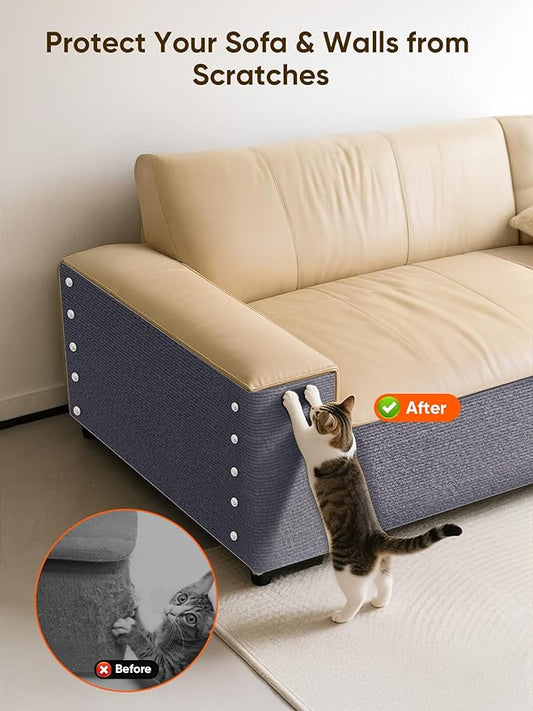 Cat Scratch Mat Furniture Protector, Eco-Friendly DIY Trimmable Self-Adhesive Cat Scratching Pad, Couch Wall Sofa Guard, Reusable Claw Scratching Protector 39.4"x15.8" (Dark Gray)