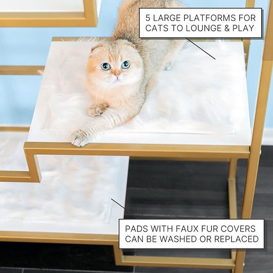 THE REFINED FELINE Metropolitan Cat Condo, Modern Furniture for Multiple Cats, Stepped Platforms for Cats and Kittens