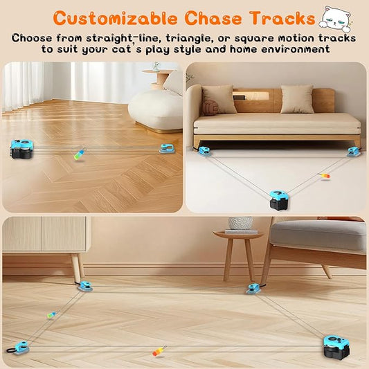 Upgrade Interactive Cat Toys - Automatic Cat Toys for Bored Indoor Adult with Remote Control, 3 Speeds, Indoor Cat Chase Hunting Feather Toys for Fitness, Playtime & Energy Release (Sky Blue)