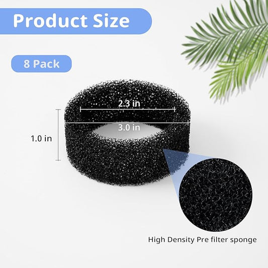 8 Pack Foam Filters Sponge Compatible with SMA-800 Water Pump for Cat Water Fountain, Foam Filter Replacement (8 Sponge) (8 sponge)