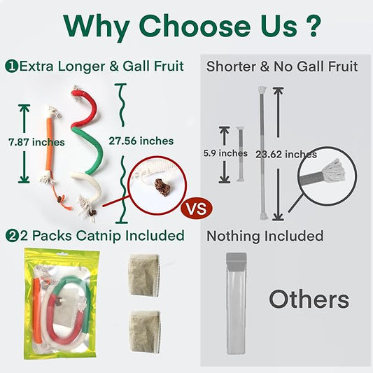 Kittens Toys,Cat Chew Toys for Indoor Cats, Catnip Toy for Teeth Cleaning, Interactive Cat Nip Teething Rope Toys for Cats Kitty, 2 Pack (27.56&7.87 inches,Plus 2 Packs of Catnip)