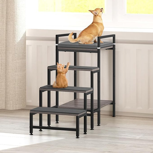 Window Perch Dog Steps for High Beds and Couch, 22''H Non-Slip Stairs for Small Medium Cats Dogs, 4 Steps Pet Bunk Bed With Stair, Sturdy Frame