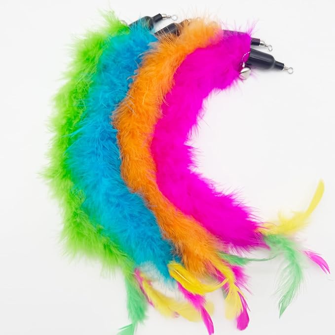Cat Wand Replacement Feather Worm Snake, 10 Pieces Cat Wand Attachments Assorted Snakes Worms Feathers Refill Toy for Indoor Cats (B)