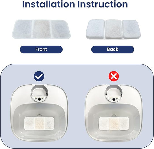 PawsPik® Replacement Filters for PawsPik BOSS-01 Wireless Stainless Steel Battery Operated Water Fountain, 8 Pack Filter & Sponges Set for 4 months of Replacement, 5 Layer Filtration