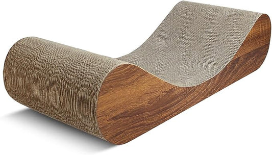 FluffyDream Cat Scratcher Cardboard Lounge Bed, Cat Scratching Pad, Pet Lounger (Bone)