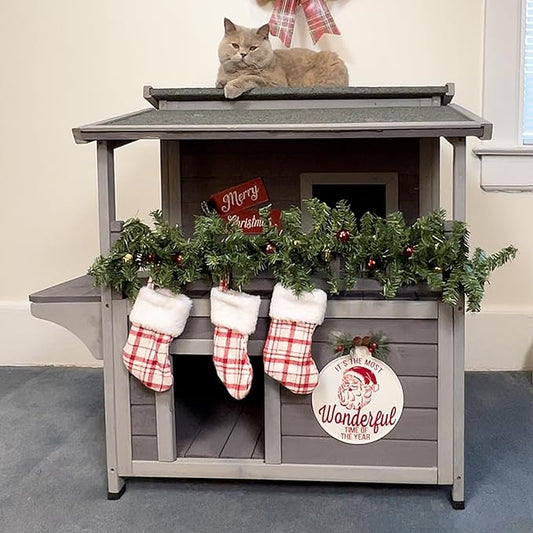Gutinneen Cat House Outdoor Kitty Shelter Waterpfoor for Winter, Indoor & Outdoor Use