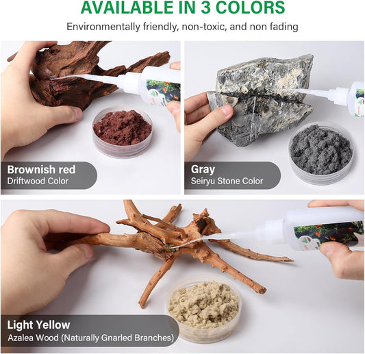 Cotton Wool for Aquascape- Gap Filler Cotton for Rocks & Wood | Aquarium Safe Bonding Material | Secure Adhesive Helper (Brownish red(Driftwood Color))