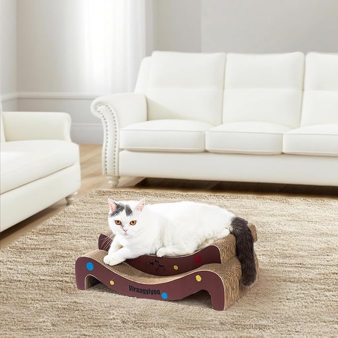 Cat Scratcher Infinity Scratchers for Indoor Cats Kitten Scratching Post, Couch Corner Scratch Pad for Cats as Beds Board & Furniture Reversible Lounge